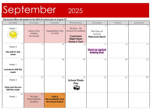 Draft September Calendar