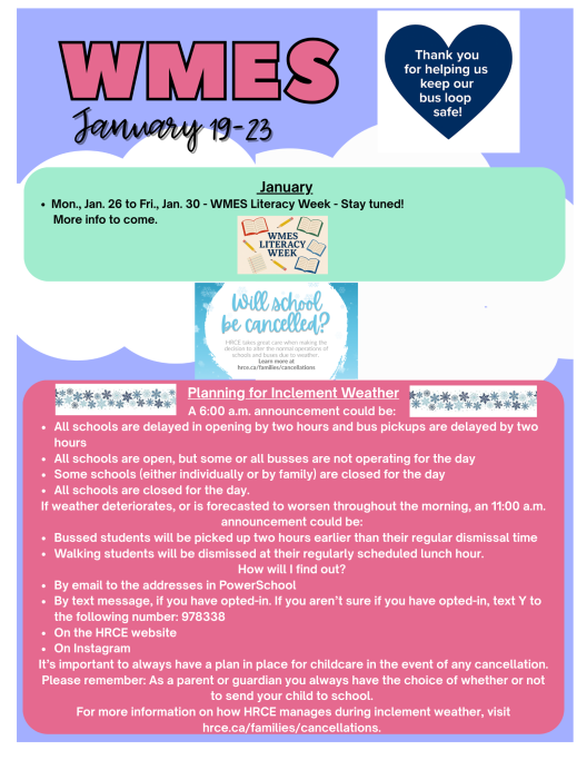 WMES Family Update Jan 19-23